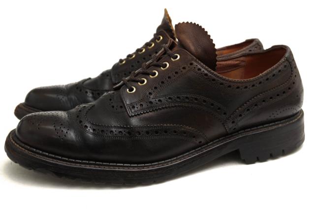 ○フットザコーチャー foot the coacher ホーウィン社オイルドステア 牛革 ビジネスシューズ WING SHOES king sole キングソール   中古
