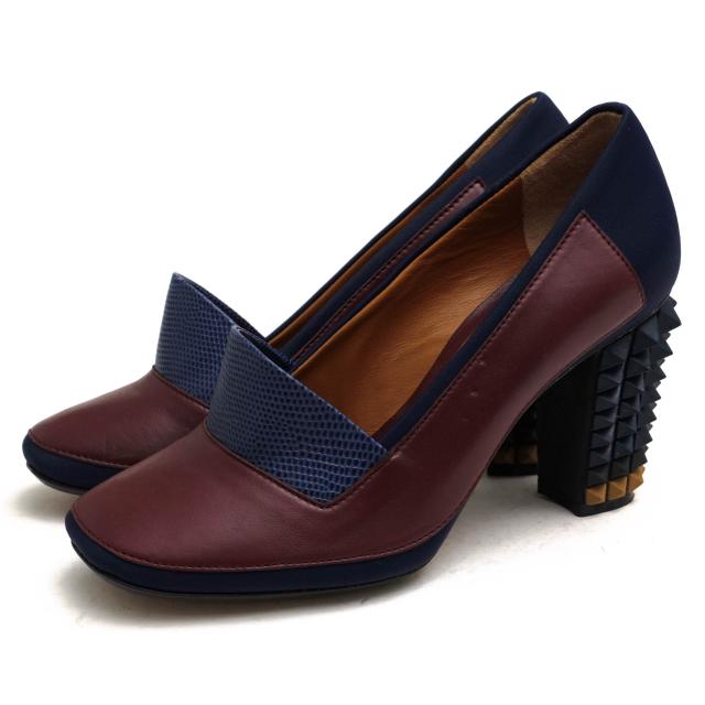 ○フェンディ FENDI 牛革 カーフ パンプス  ハイヒール バイカラー スタッズ レディース 【中古】 中古の通販は