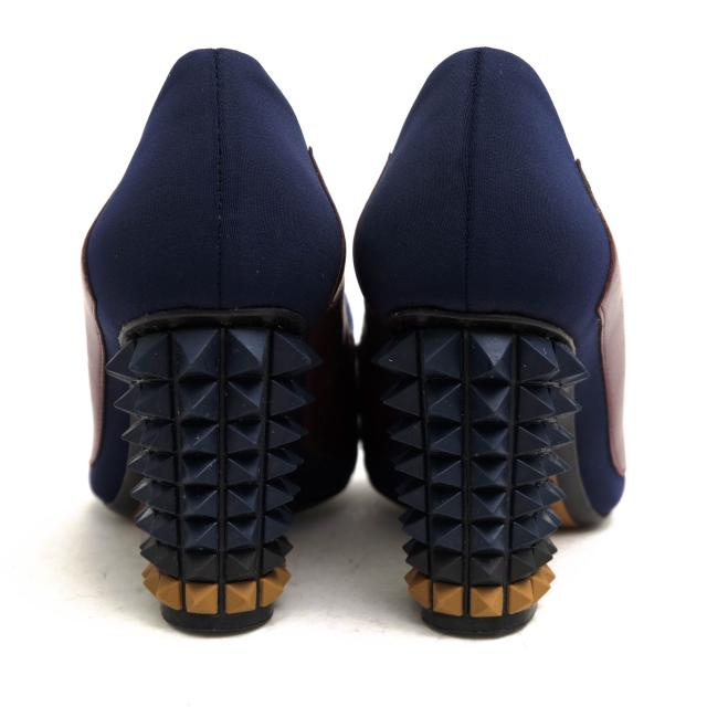 ○フェンディ FENDI 牛革 カーフ パンプス ハイヒール バイカラー