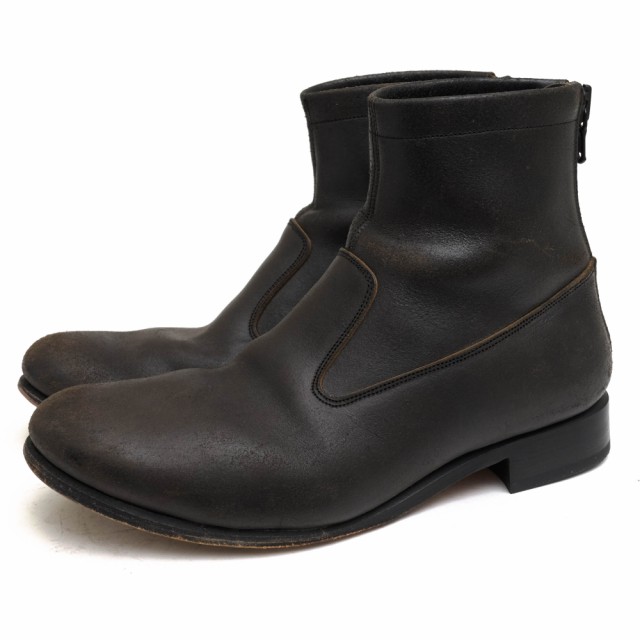 ○ジュンハシモト junhashimoto イタリアンショルダーリバース 牛革 バックジップブーツ S1311003 NEW BACK ZIP BOOTS ITALY SHOUL 中古