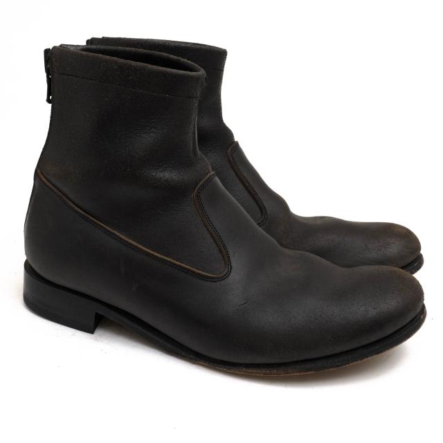 ○ジュンハシモト junhashimoto イタリアンショルダーリバース 牛革 バックジップブーツ S1311003 NEW BACK ZIP BOOTS ITALY SHOUL 中古_1