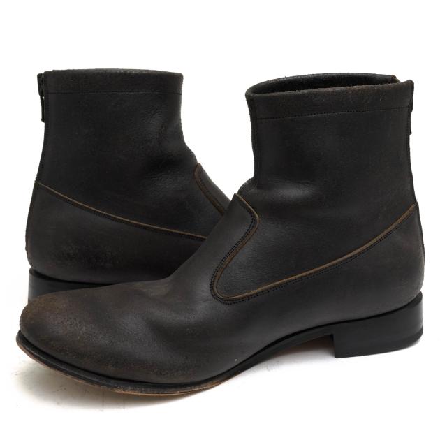 ○ジュンハシモト junhashimoto イタリアンショルダーリバース 牛革 バックジップブーツ S1311003 NEW BACK ZIP BOOTS ITALY SHOUL 中古_2