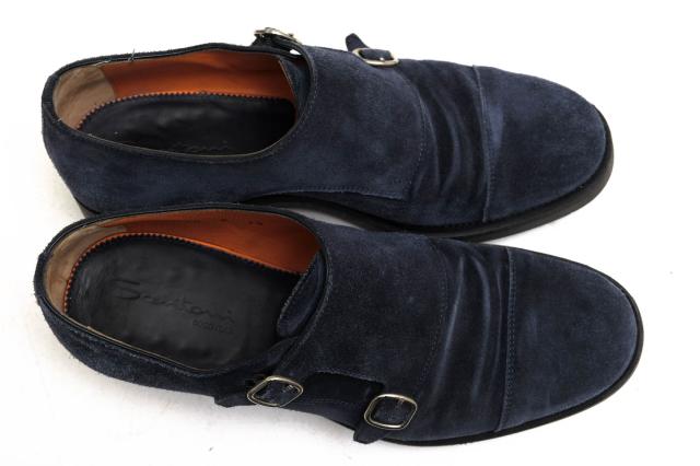 ○サントーニ Santoni 牛革 カーフ ビジネスシューズ 12697 ダブルモンクストラップ レザーソール メンズ 【中古】 中古 ○サントーニ Santoni 牛革 カーフ ビジネスシューズ 12697 ダブル