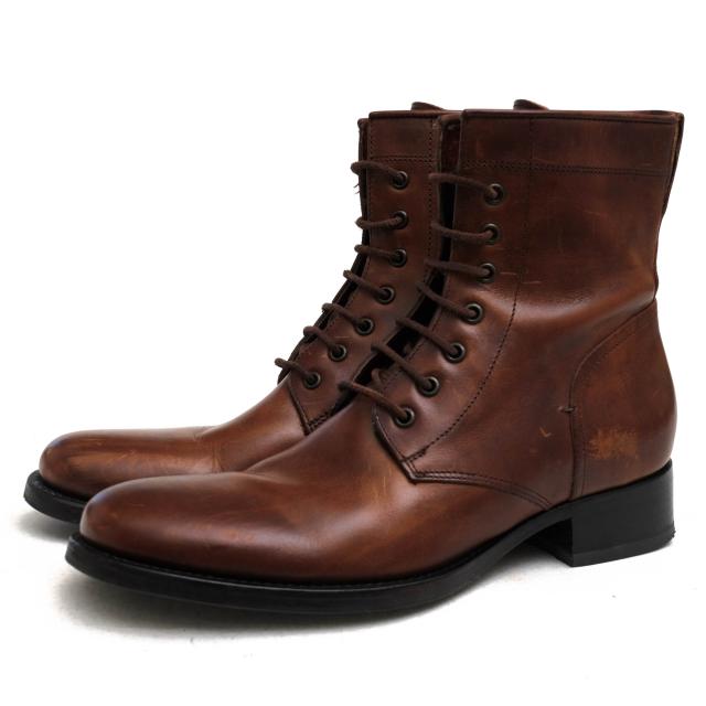 ○ブッテロ BUTTERO 牛革 レースアップブーツ B1101 BROKEラスト マッケイ製法 プレーントゥ ヴィンテージ加工 メンズ 【中古】 中古