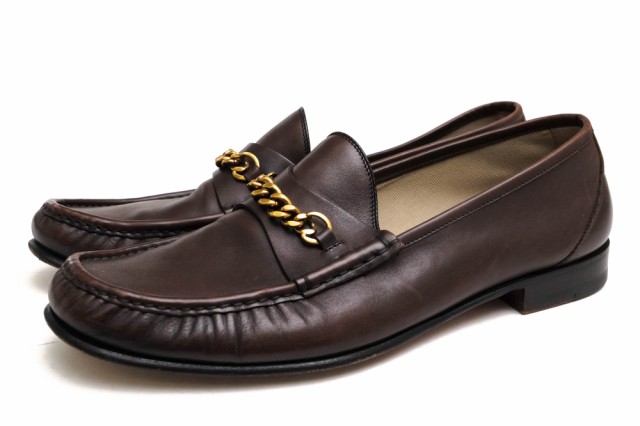 ○トムフォード TOM FORD カーフ 牛革 ビットローファー YORK CHAIN LOAFER ヨークチェーン レザーソール スリッポン メンズ 【中 中古