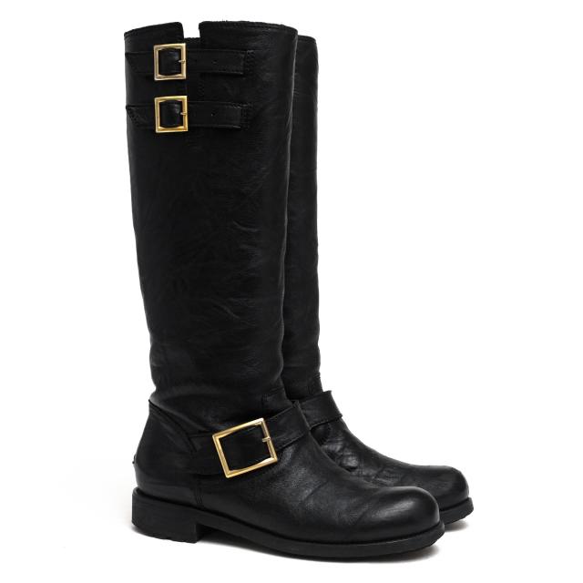 JIMMY CHOO ブラック エンジニアブーツ バイカー バックル ○ジミー