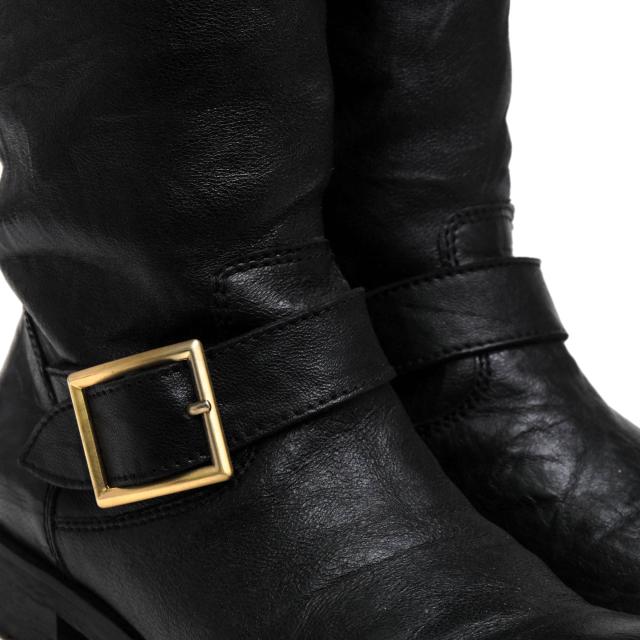 ○ジミーチュウ Jimmy Choo バイカーブーツ カーフ 牛革 エンジニアブーツ Yule Biker Boot プレーントゥ 乗馬ブーツ ジョッキーブ 中古_2