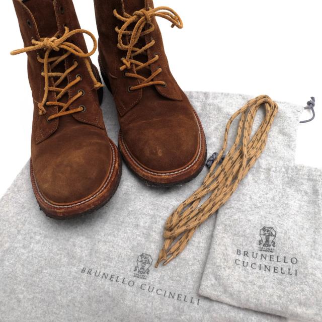 ○ブルネロクチネリ BRUNELLO CUCINELLI 牛革 レースアップブーツ