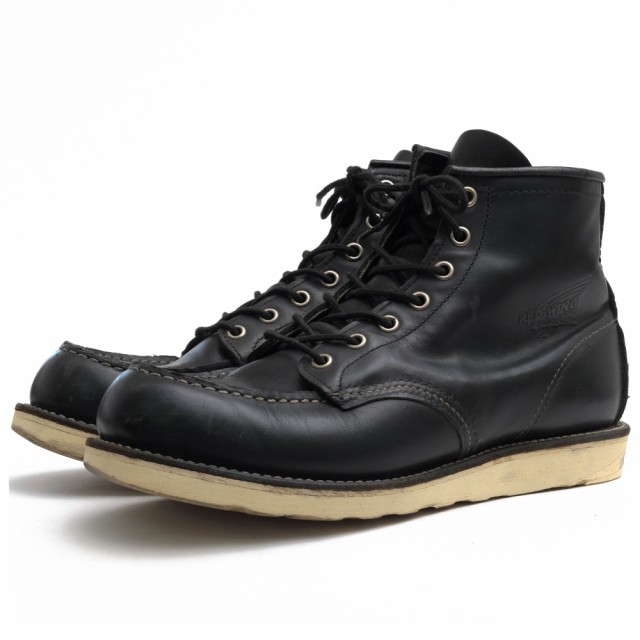 ○レッドウィング RED WING トランザクショントレッドソール ブラッククロームレザー 牛革 ワークブーツ 8130 6inch Moc toe IRISH 中古