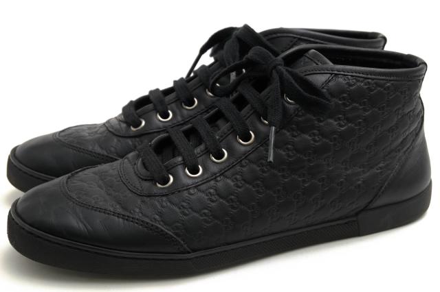 ○グッチ GUCCI GGシマレザー 牛革 ハイカットスニーカー 391499  レディース 【中古】 中古の通販はハイカットスニーカー