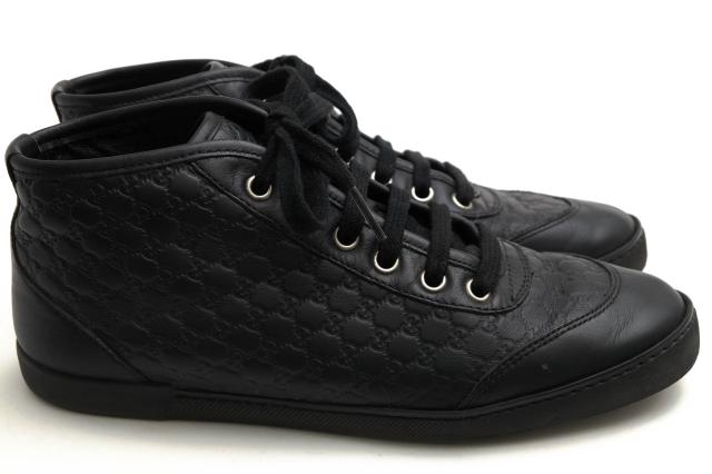 ○グッチ GUCCI GGシマレザー 牛革 ハイカットスニーカー 391499  レディース 【中古】 中古の通販は