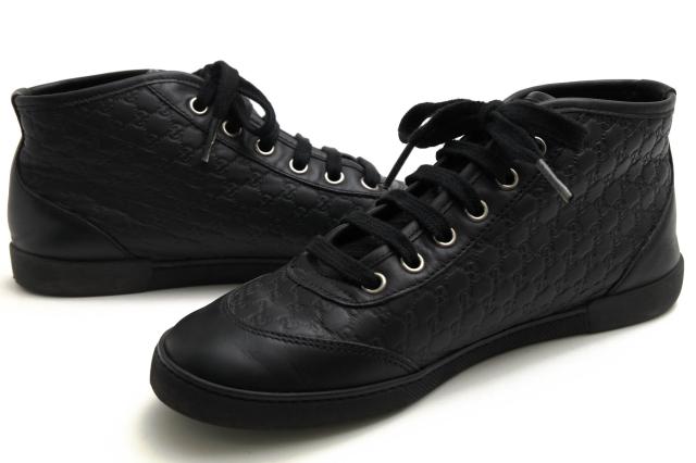 ○グッチ GUCCI GGシマレザー 牛革 ハイカットスニーカー 391499  レディース 【中古】 中古の通販は