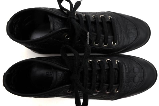 ○グッチ GUCCI GGシマレザー 牛革 ハイカットスニーカー 391499  レディース 【中古】 中古の通販は