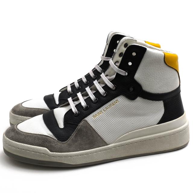 ○サンローラン YVES SAINT LAURENT 牛革 カーフ ハイカットスニーカー 610618 SL24 High-Top Perforated Leather Sneakers  メン  中古