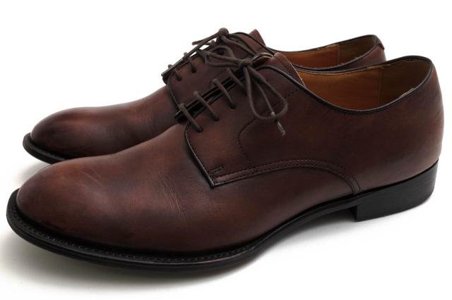 ○マドラス madras 牛革 ビジネスシューズ ダービーシューズ プレーントゥ レザーソール メンズ 【中古】 中古