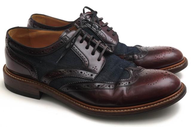 ○ヴィトン Louis Vuitton 牛革 ビジネスシューズ MT0186 ウイングチップ デニム レザーソール メンズ 【中古】 中古_1