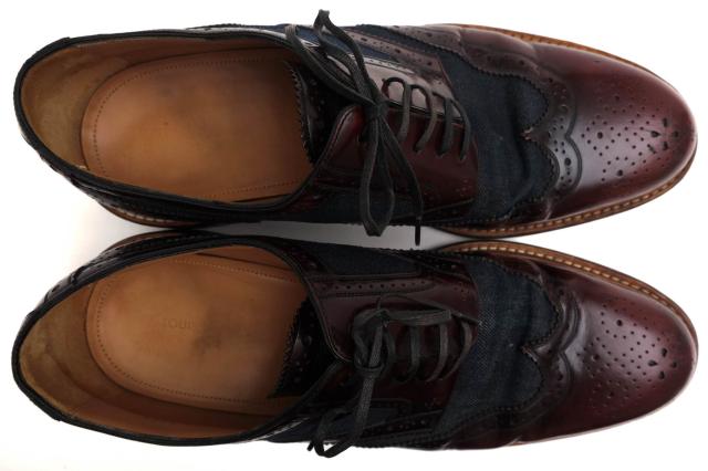 ○ヴィトン Louis Vuitton 牛革 ビジネスシューズ MT0186 ウイングチップ デニム レザーソール メンズ 【中古】 中古_4