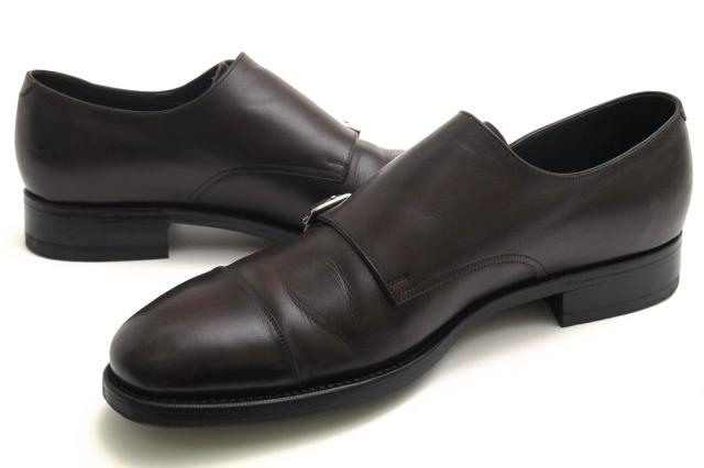 ○ユナイテッドアローズ UNITED ARROWS 牛皮 商行為シューズ UA013 UDBS LEATHER W/MONK ダブルモンクストラップ ストレートチッ 中古