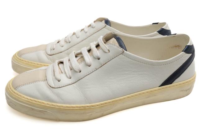 ○グッチ GUCCI 牛革 カーフ ローカットスニーカー 352957 Eugene Miro Soft Lace-up Sneaker  メンズ 【中古】 中古