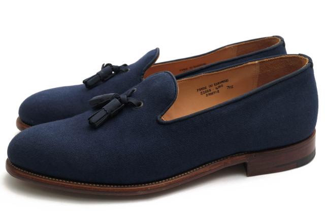 ○グレンソン GRENSON HARDY AMIES ハーディ エイミス別注モデル ウォッシュドコットンキャンバス ヌバックレザー 牛革 タッセルロ 中古