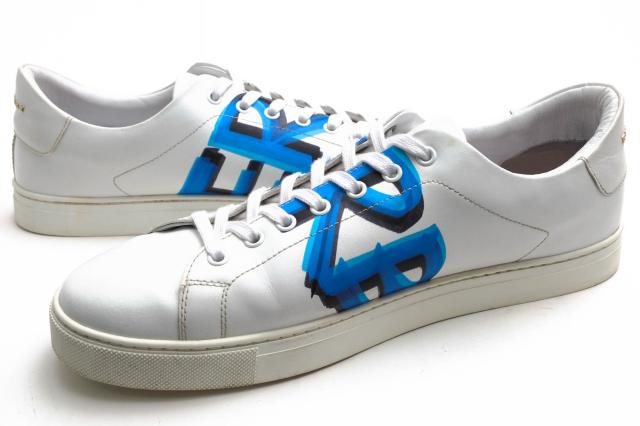 ○バーバリー BURBERRY 牛革 カーフ ローカットスニーカー ITLE0SH074CAS Graffiti Print Leather Sneakers In Bright Sky Blue グ 中古_2