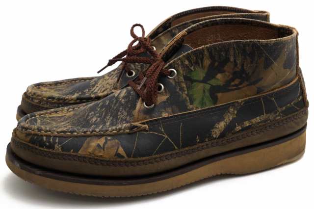 ○ラッセルモカシン Russell Moccasin リアルツリーカモ柄 牛革 チャッカブーツ SPORTING CLAYS CHUKKA BOOTS スポーティングクレ 中古