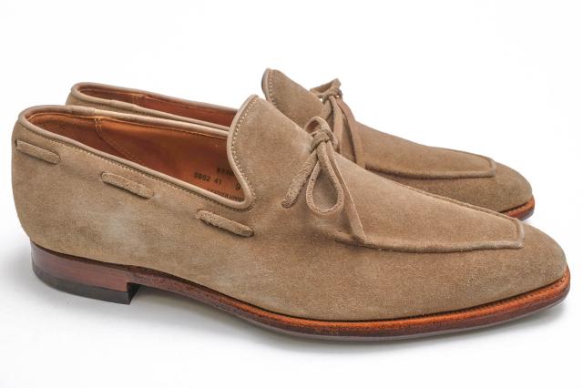 ○クロケット＆ジョーンズ CROCKETT＆JONES 牛革 タッセルローファー WENDOVER スリッポン レザーソール グッドイヤーウェルト製法 中古_1