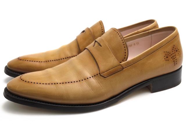 ○ゼニア Ermenegildo Zegna 日本限定モデル 牛革 カーフ ビジネスシューズ CA09 A0316F パティーヌ染め グッドイヤーウェルト製法 中古