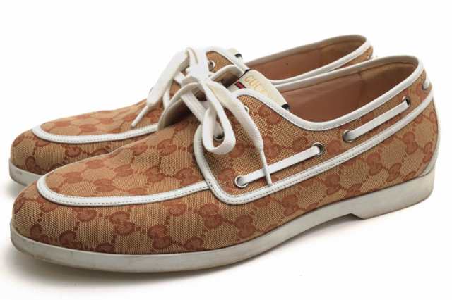 ○グッチ GUCCI デッキシューズ 547641 MOCCASIN FABRIC T.ORIGINAL GG/MIRO SOFT インターロッキングGG スリッポン メンズ 【中古 中古