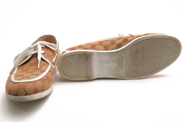○グッチ GUCCI デッキシューズ 547641 MOCCASIN FABRIC T.ORIGINAL GG
