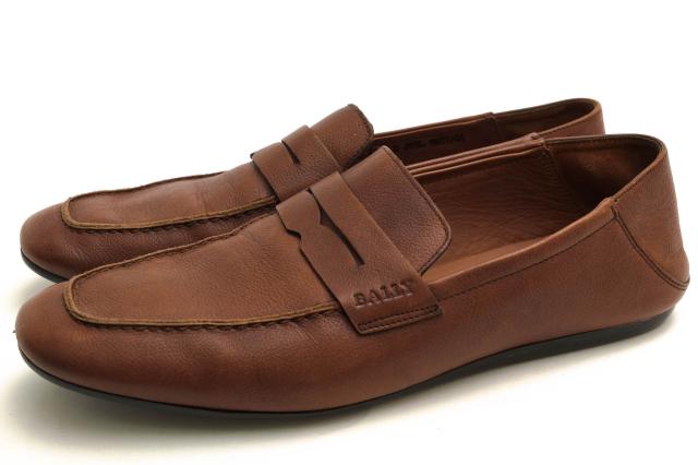 ○バリー BALLY 牛革 カーフ ドライビングシューズ MATT/01 2WAY サンダル スリッポン シボ革 シュリンクレザー メンズ 【中古】 中古