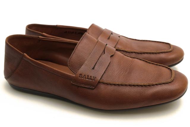 ○バリー BALLY 牛革 カーフ ドライビングシューズ MATT/01 2WAY サンダル スリッポン シボ革 シュリンクレザー メンズ 【中古】 中古