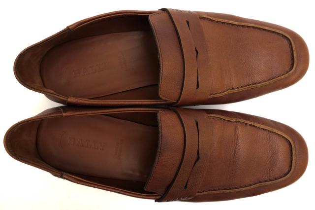 ○バリー BALLY 牛革 カーフ ドライビングシューズ MATT/01 2WAY サンダル スリッポン シボ革 シュリンクレザー メンズ 【中古】 中古