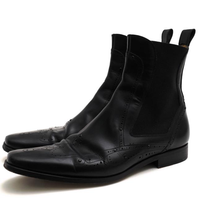 ○ドルガバ DOLCE＆GABBANA 牛革 カーフ サイドゴアブーツ 10356