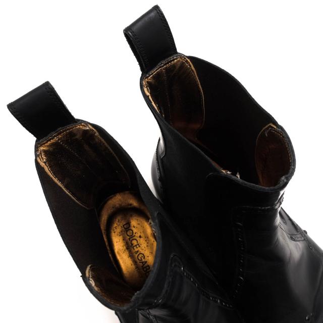 ○ドルガバ DOLCE＆GABBANA 牛革 カーフ サイドゴアブーツ 10356