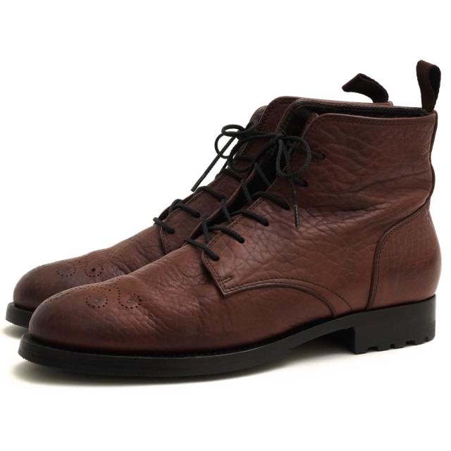 ○ブッテロ BUTTERO 牛革 レースアップブーツ B1646 メダリオン マッケイ製法 シボ革 シュリンクレザー メンズ 【中古】 中古の通販は 19,177円