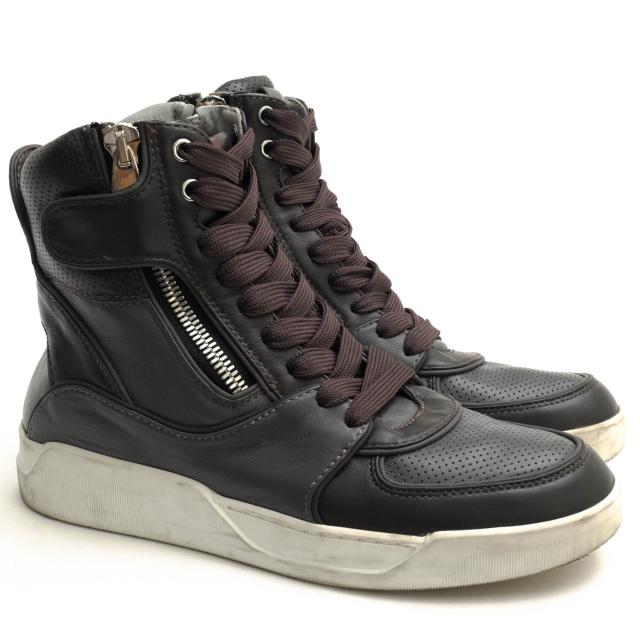 ○ドルガバ DOLCE＆GABBANA 牛革 カーフ ハイカットスニーカー CS1252 サイドジップ メンズ 【中古】 中古_1