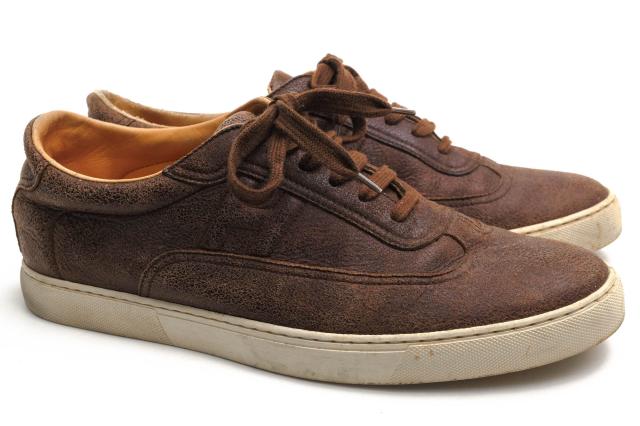 ○エルメス HERMES 牛革 ローカットスニーカー Quicker sneaker クイッカー Hディテール ヴィンテージ加工 定番 メンズ 【中古】 中古_1