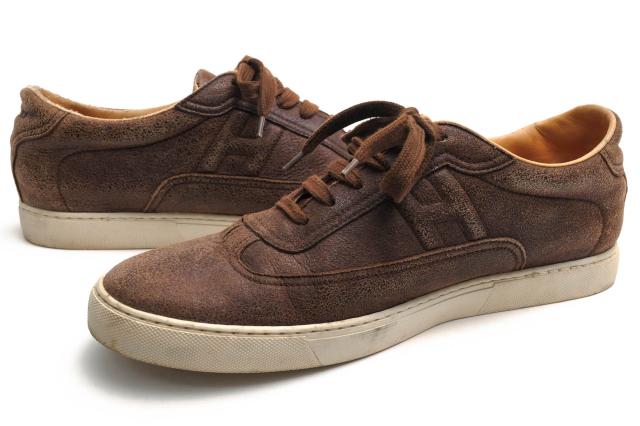 ○エルメス HERMES 牛革 ローカットスニーカー Quicker sneaker クイッカー Hディテール ヴィンテージ加工 定番 メンズ 【中古】 中古_2