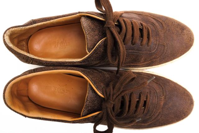 ○エルメス HERMES 牛革 ローカットスニーカー Quicker sneaker クイッカー Hディテール ヴィンテージ加工 定番 メンズ 【中古】 中古_4