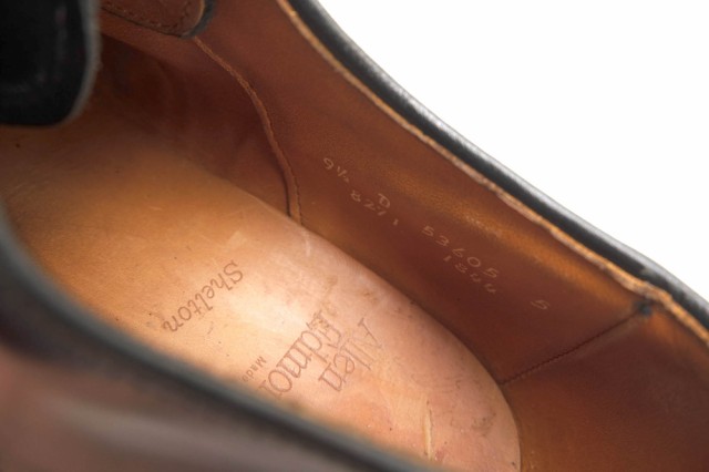 ○アレン エドモンズ Allen Edmonds ブラック バーガンディー ビジネスシューズ SHELTON TAN SADDLE シェルトン バイカラー サドル 中古