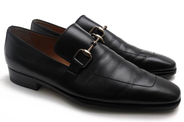 ○グッチ GUCCI 牛革 カーフ ビットローファー 204396 Bamboo Horsebit Detail Loafer ホースビット レザーソール 定番 マッケイ製 中古_1