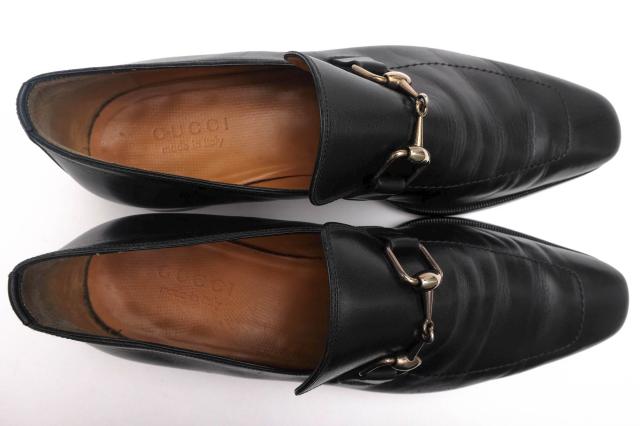 ○グッチ GUCCI 牛革 カーフ ビットローファー 204396 Bamboo Horsebit Detail Loafer ホースビット レザーソール 定番 マッケイ製 中古_4