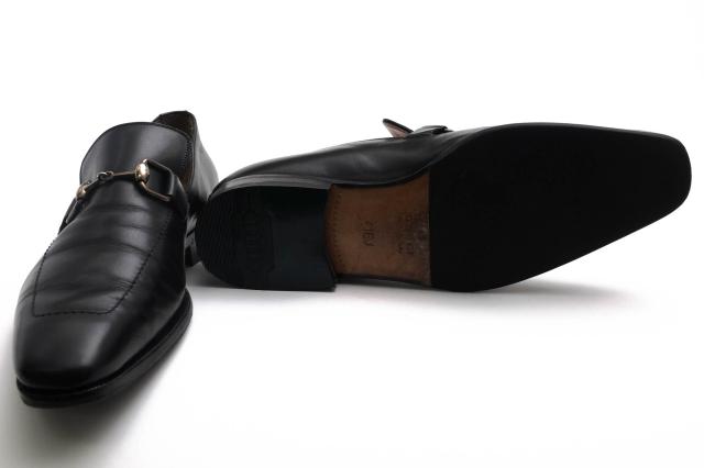 ○グッチ GUCCI 牛革 カーフ ビットローファー 204396 Bamboo Horsebit Detail Loafer ホースビット レザーソール 定番 マッケイ製 中古_6