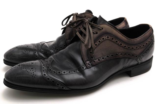 ○ドルガバ DOLCE＆GABBANA 牛革 カーフ ビジネスシューズ CA6255 フルブローグ ウイングチップ マッケイ製法 ヴィンテージ加工 メ 中古