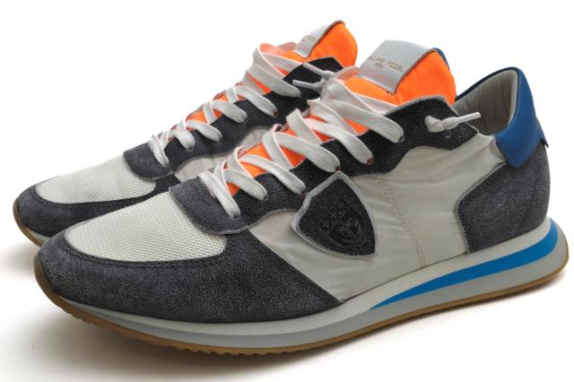 ○フィリップ モデル PHILIPPE MODEL 一部牛革 ローカットスニーカー TZLU WL03 TROPEZ MONDIAL LAVE NEON BLANC GRIS 定番 メンズ 中古