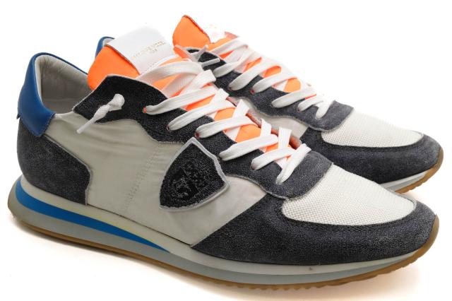 ○フィリップ モデル PHILIPPE MODEL 一部牛革 ローカットスニーカー TZLU WL03 TROPEZ MONDIAL LAVE NEON BLANC GRIS 定番 メンズ 中古_1