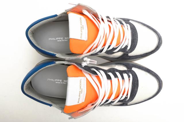 ○フィリップ モデル PHILIPPE MODEL 一部牛革 ローカットスニーカー TZLU WL03 TROPEZ MONDIAL LAVE NEON BLANC GRIS 定番 メンズ 中古_4