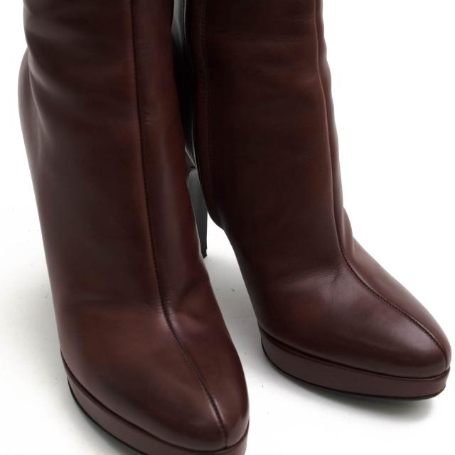 ○プラダ PRADA 牛革 カーフ ロングブーツ サイドジップ ハイヒール レディース 【中古】 中古_4