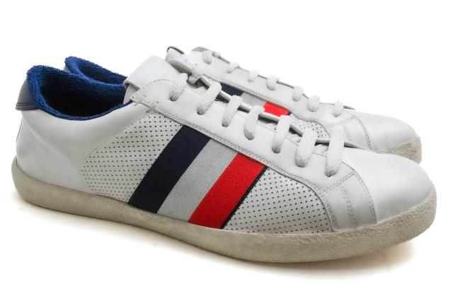 ○モンクレール MONCLER 牛革 カーフ ローカットスニーカー 4M713 00 02S7X RYEGRASS Sneakers サスティナブル ヴィンテージ加工 中古_1